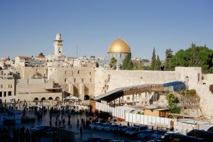 Majestic view of the Dome of the Rock and Western Wall in Jerusalem, Israel.