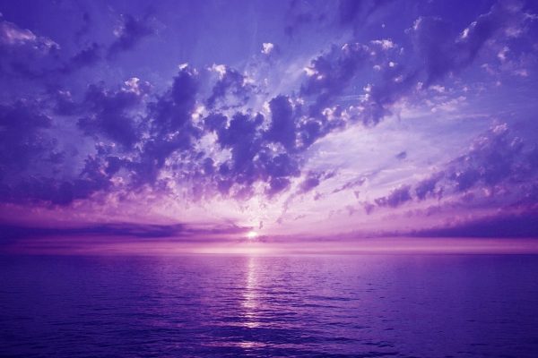 purple, sunset, darling, see, nature, clouds