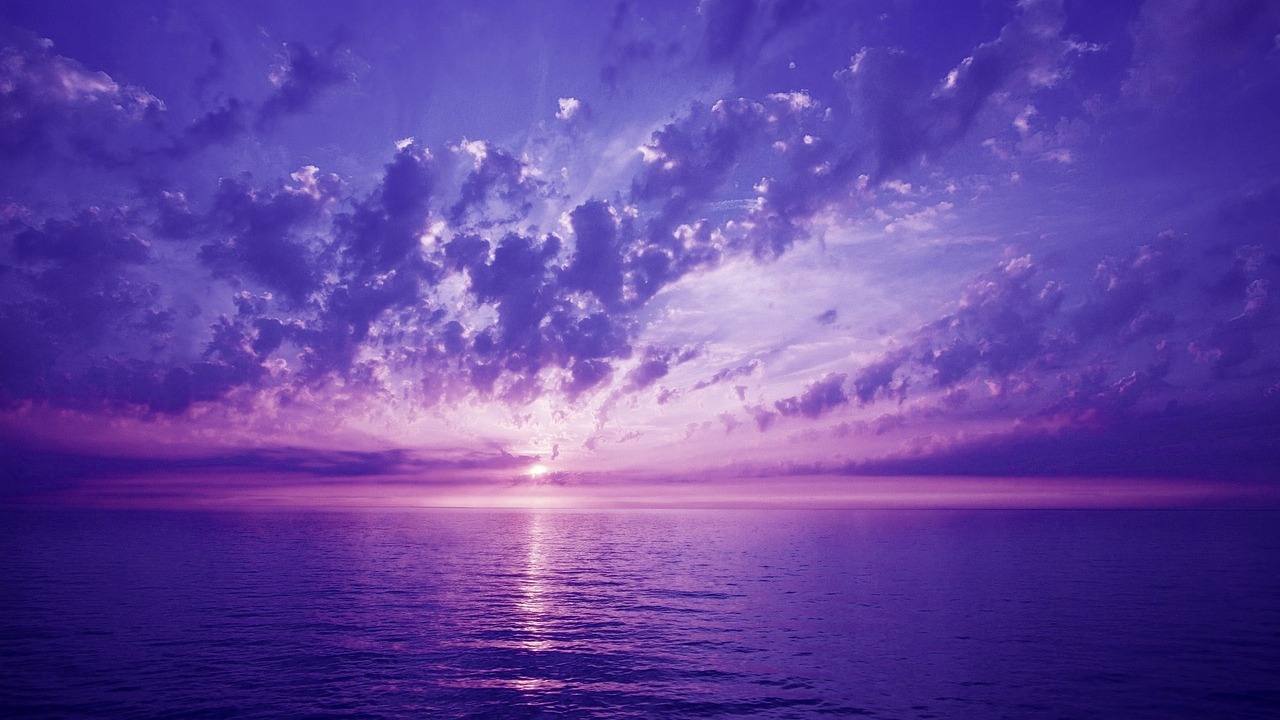 purple, sunset, darling, see, nature, clouds