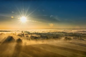 village, sunlight, fields, town, townscape, fog, landscape, nature, foggy, haze, misty, sunrise, morning fog, horizon, sunrise, sunrise, sunrise, sunrise, sunrise